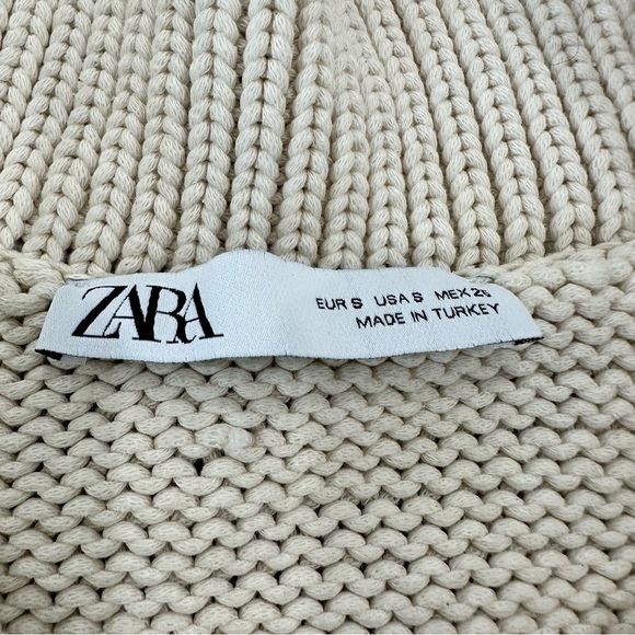 Zara chunky knit cropped sweater beige small - Picture 4 of 6